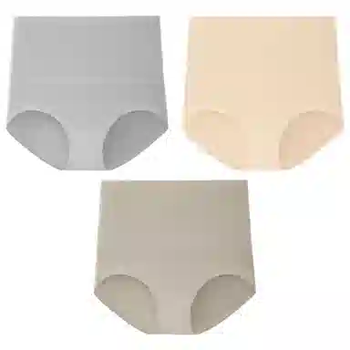 二三二三 纯色简约高腰收腹抑菌透气柔软舒适不勒不卡档不卷边束腰吸湿排汗三角裤不夹臀亲肤时尚潮流百搭剖腹产专用内裤 女款 组合装