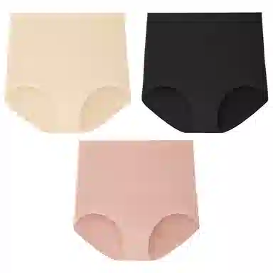 二三二三 纯色简约高腰收腹抑菌透气柔软舒适不勒不卡档不卷边束腰吸湿排汗三角裤不夹臀亲肤时尚潮流百搭剖腹产专用内裤 女款 组合装