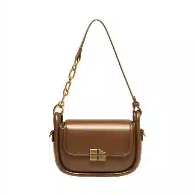 纳兰杜 包包潮流百搭时尚女生通勤高颜值精致女包 合成革 马鞍包小方包单肩斜挎包 女款 太妃糖棕/米白拼棕