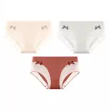 二三二三 蝴蝶结蕾丝抑菌透气不卡档不夹臀柔软不卷边中腰高弹无痕吸湿排汗三角裤舒适亲肤纯欲性感俏皮可爱蝴蝶结内裤 女款 组合装