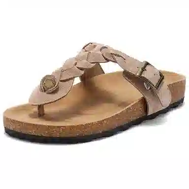 森达 简约经典舒适时尚 静音人字拖鞋  女