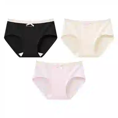 二三二三 蕾丝花边透气抑菌不卡档不卷边亲肤柔软不勒吸湿排汗三角裤防夹臀舒适俏皮可爱花边蝴蝶结甜美纯欲少女内裤 女款 组合装