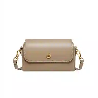 纳兰杜 百搭休闲通勤实用潮流 头层牛皮 圆筒包斜挎包 女款 米白拼杏/大象灰