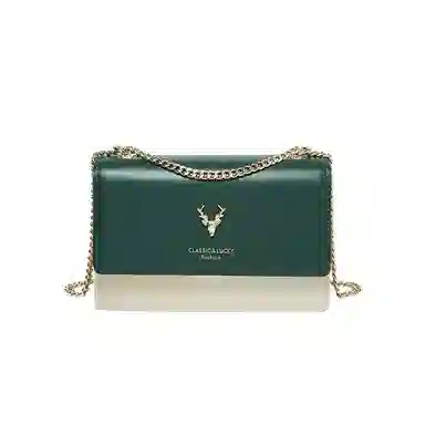 纳兰杜 包包女生百搭时尚高颜值小方包女 朋友小众精致女包 牛皮拼合成革 斜挎包链条包单肩包 小号 女款 绿拼白/蓝拼白