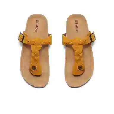 森达 简约经典舒适时尚 静音人字拖鞋  女