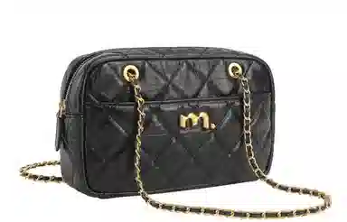 妙迪 斜挎链条包 牛皮 单肩包 女款 子夜黑