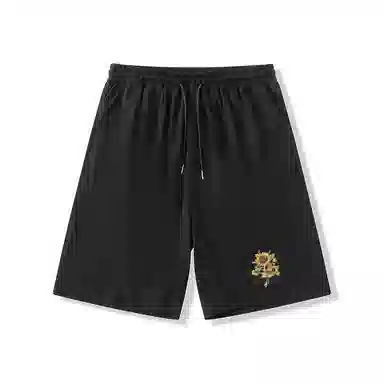 乱步 学生夏季冰丝凉感外穿简约花朵速干宽松五分裤休闲短裤 男女同款