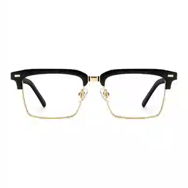 莫拉克 眉线设计 板材加金属 方形 光学镜架 男女同款情侣款 黑色