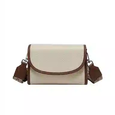 纳兰杜 女士包包休闲百搭妈妈款气质简约时尚品牌小众女包 牛皮 小方包通勤包斜挎包单肩包 小号 女款 米白拼咖色/子夜黑