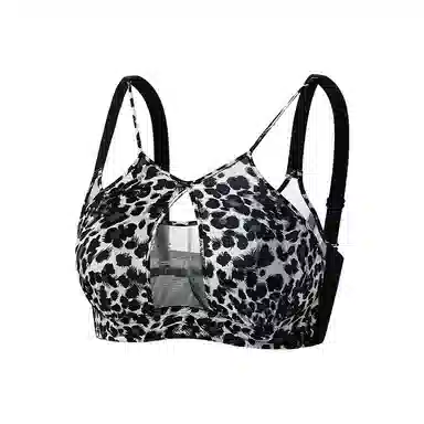 二三二三 透气吸汗聚拢有型防下垂亲肤柔软抑菌舒适侧收副乳纯欲豹纹性感网纱时尚百搭潮流文胸 女款