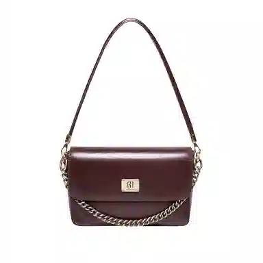 纳兰杜 时尚小方包通勤链条洋气百搭简约质感小众设计 头层牛皮 腋下包单肩斜挎包 小号 女款 咖色