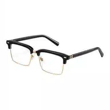 莫拉克 眉线设计 板材加金属 方形 光学镜架 男女同款情侣款 黑色