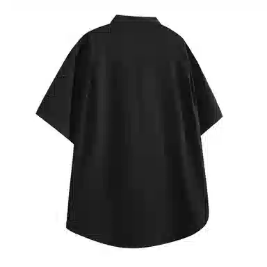 梓润格 炸街美式复古潮流百搭经典简约宽松舒适设计感氛围感嘻哈风无性别主义时尚港风高级感精致通勤款轻薄透气吸汗短袖衬衫 男女同款