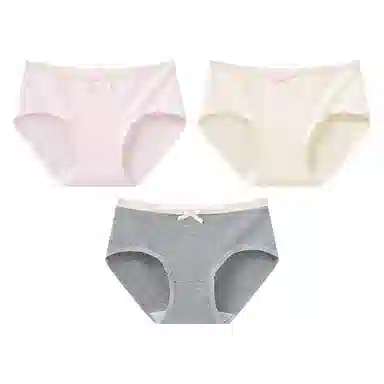 二三二三 蕾丝花边透气抑菌不卡档不卷边亲肤柔软不勒吸湿排汗三角裤防夹臀舒适俏皮可爱花边蝴蝶结甜美纯欲少女内裤 女款 组合装