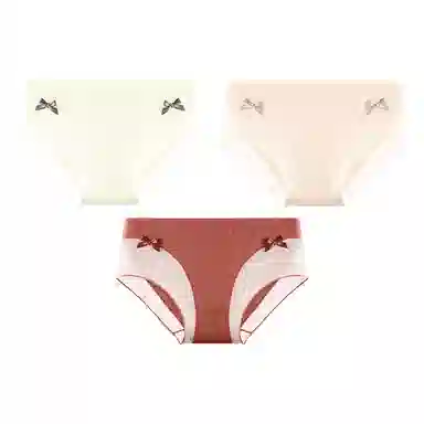 二三二三 蝴蝶结蕾丝抑菌透气不卡档不夹臀柔软不卷边中腰高弹无痕吸湿排汗三角裤舒适亲肤纯欲性感俏皮可爱蝴蝶结内裤 女款 组合装