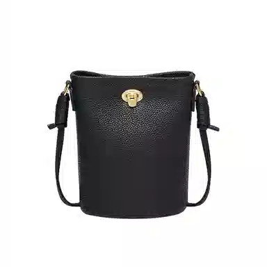 纳兰杜 高级感竖款小众优雅气质百搭时尚休闲 牛皮 水桶包斜挎包手机包 小号 女款 大象灰/子夜黑/盐卡色