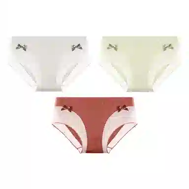 二三二三 蝴蝶结蕾丝抑菌透气不卡档不夹臀柔软不卷边中腰高弹无痕吸湿排汗三角裤舒适亲肤纯欲性感俏皮可爱蝴蝶结内裤 女款 组合装