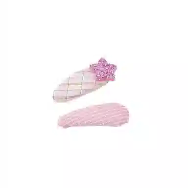 希铃 甜美粉色系星星格纹 棉麻 发夹 女款