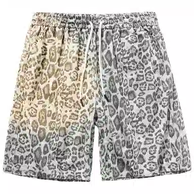 稻草人 美式潮流豹纹无性别主义户外居家通勤透气时尚跑步健身训练系带宽松直筒篮球五分裤运动休闲短裤 男女同款