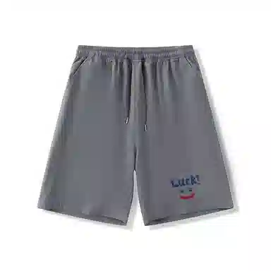 乱步 学生夏季冰丝凉感外穿字母笑脸速干宽松五分裤休闲短裤 男女同款