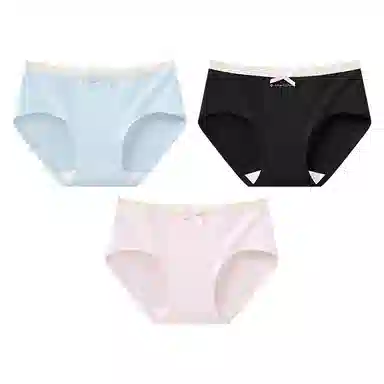 二三二三 蕾丝花边透气抑菌不卡档不卷边亲肤柔软不勒吸湿排汗三角裤防夹臀舒适俏皮可爱花边蝴蝶结甜美纯欲少女内裤 女款 组合装