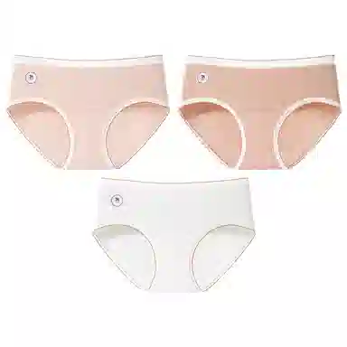 二三二三 奶油色系透气亲肤短裤不卡档不卷边柔软不勒吸湿排汗三角裤不夹臀舒适可爱甜美少女纯欲简约时尚百搭内裤 女款 组合装