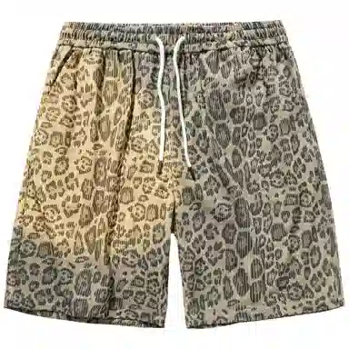 稻草人 美式潮流豹纹无性别主义户外居家通勤透气时尚跑步健身训练系带宽松直筒篮球五分裤运动休闲短裤 男女同款