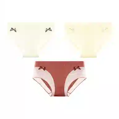 二三二三 蝴蝶结蕾丝抑菌透气不卡档不夹臀柔软不卷边中腰高弹无痕吸湿排汗三角裤舒适亲肤纯欲性感俏皮可爱蝴蝶结内裤 女款 组合装