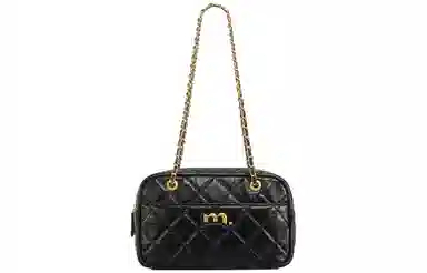 妙迪 斜挎链条包 牛皮 单肩包 女款 子夜黑