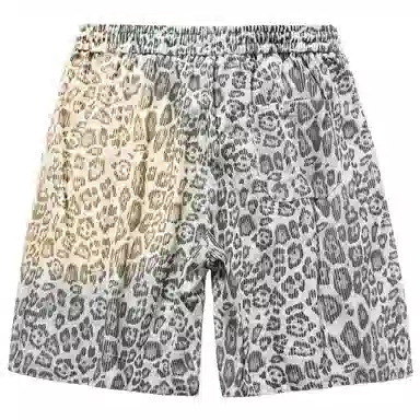 稻草人 美式潮流豹纹无性别主义户外居家通勤透气时尚跑步健身训练系带宽松直筒篮球五分裤运动休闲短裤 男女同款