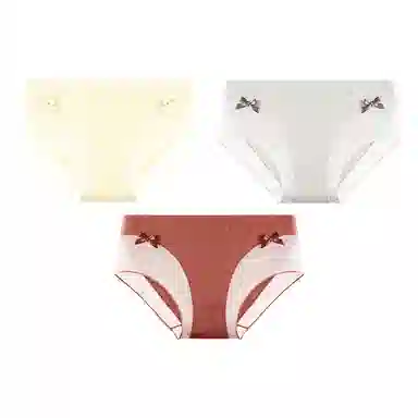 二三二三 蝴蝶结蕾丝抑菌透气不卡档不夹臀柔软不卷边中腰高弹无痕吸湿排汗三角裤舒适亲肤纯欲性感俏皮可爱蝴蝶结内裤 女款 组合装