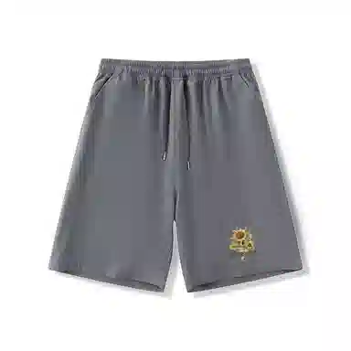 乱步 学生夏季冰丝凉感外穿简约花朵速干宽松五分裤休闲短裤 男女同款