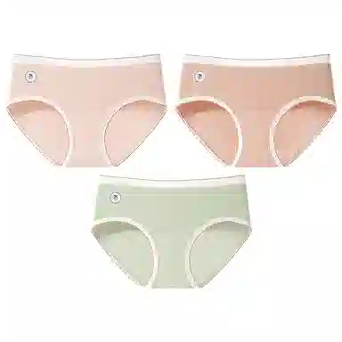 二三二三 奶油色系透气亲肤短裤不卡档不卷边柔软不勒吸湿排汗三角裤不夹臀舒适可爱甜美少女纯欲简约时尚百搭内裤 女款 组合装