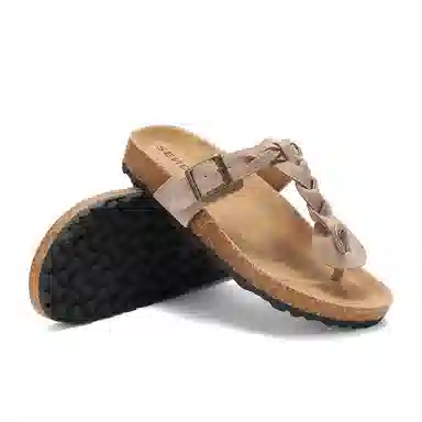 森达 简约经典舒适时尚 静音人字拖鞋  女