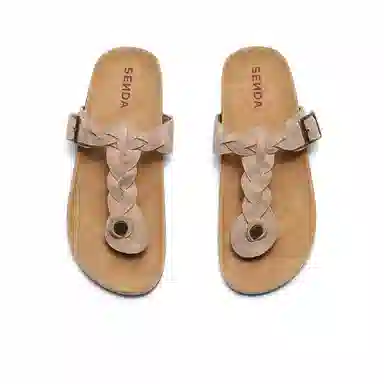 森达 简约经典舒适时尚 静音人字拖鞋  女