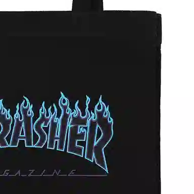 Thrasher Flame Logo Tote Bag Black Purple