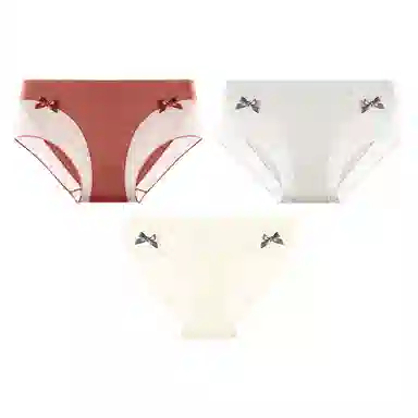 二三二三 蝴蝶结蕾丝抑菌透气不卡档不夹臀柔软不卷边中腰高弹无痕吸湿排汗三角裤舒适亲肤纯欲性感俏皮可爱蝴蝶结内裤 女款 组合装