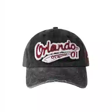 艾佳微 嘻哈街头美式复古做旧时尚刺绣英文破洞显脸小 棉 鸭舌帽 男女同款情侣款