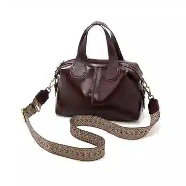 老人头 经典轻熟风复古优雅时尚通勤百搭 头层牛皮 波士顿包手提包 女款 多色