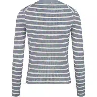 DIOR Striped V-Neck Knit Sweater Denim Blue