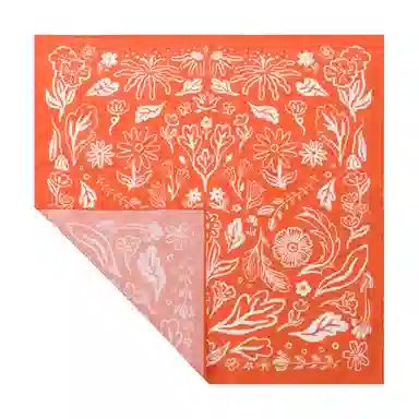 滚烫时光 橘色花朵 棉 头巾 男女同款情侣款