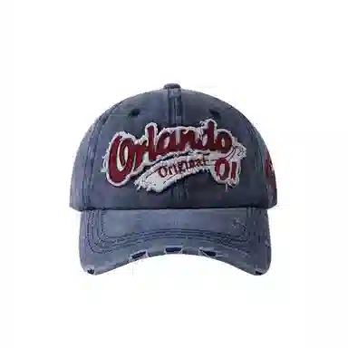 艾佳微 嘻哈街头美式复古做旧时尚刺绣英文破洞显脸小 棉 鸭舌帽 男女同款情侣款