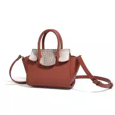 维尼奥 质感通勤鳄鱼纹撞色菜篮子包高级感时尚简约百搭经典气质中年妈妈包 合成革 单肩斜挎手提包 常规 女款 红棕/黑色/焦糖/蓝色