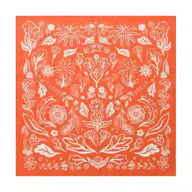 滚烫时光 橘色花朵 棉 头巾 男女同款情侣款