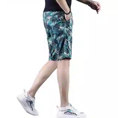 尘映 薄款潮牌花色不规则印花五分中裤运动休闲短裤 男款