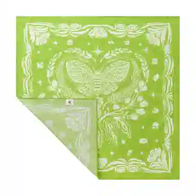 滚烫时光 绿色花朵 棉 头巾 男女同款情侣款