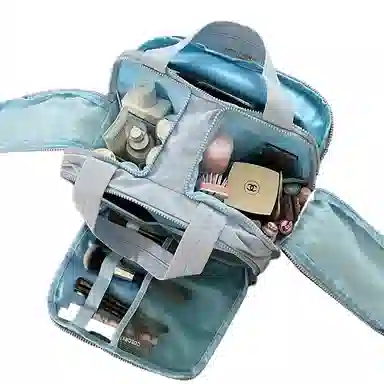 馨枕居 韩版双宽开口化妆包大容量分区便携式女高颜值旅行洗 漱收纳包