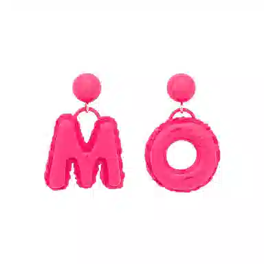 Moschino Letter Charm Earrings Purple Red
