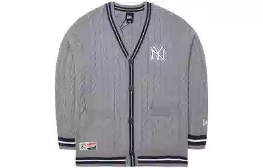 New Era x MLB V-Neck Knit Sweater Grey