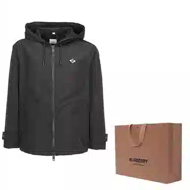 Burberry Logo Zip Hoodie Black